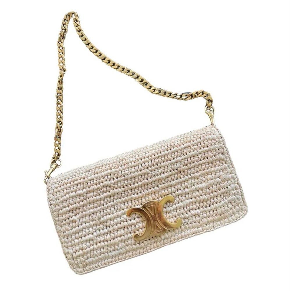 Celine Cream Gold Clutch with Chain Strap